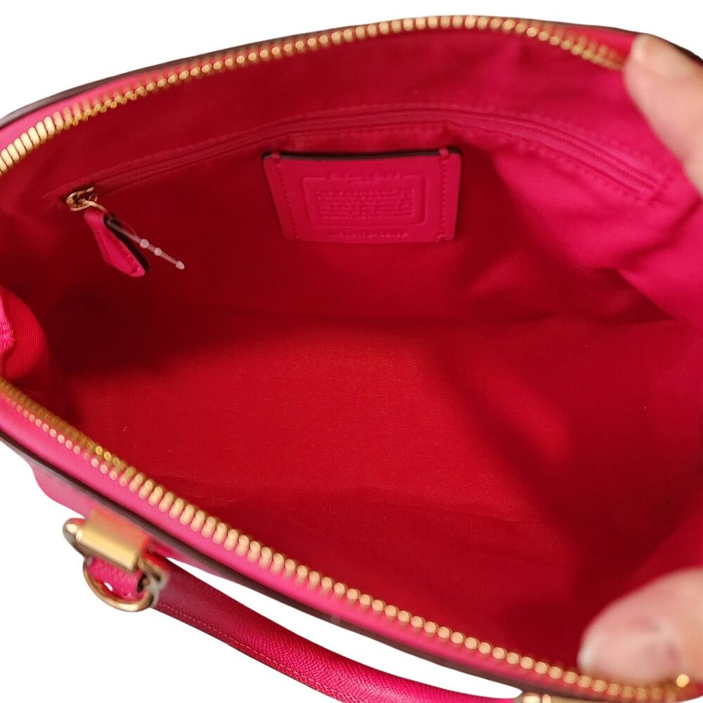 Coach Katy Crossgrain Leather Signature Canvas Logo Strap Dome Satchel - Picture 6 of 13